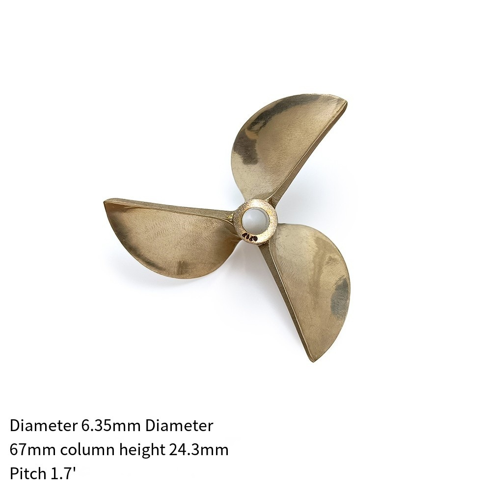 67-72mm 3-Blade Copper Propeller 6.35mm Shaft Hole for RC Model Boat Accessories