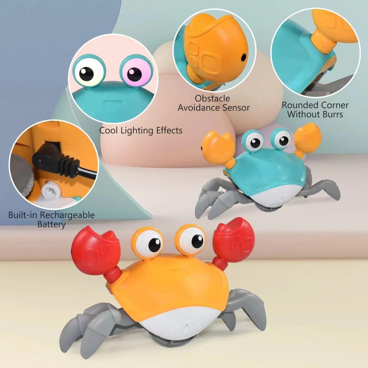 Crawling Crab Interactive Dog Toys with Obstacle Avoidance Sensor